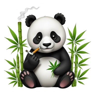 A panda smoking cannabis between bamboo  sticker