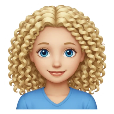 Cool blond curly girl blue eyes. Cooler color blond hair. Longer hair sticker