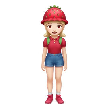 Strawberry shortcake human girl full body and legs with a strawberry hat on her hair without a cake sticker