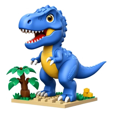 A cute blue t-rex building with LEGO bricks sticker