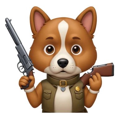 Dog with a gun sticker