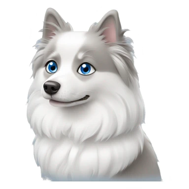 Japanese spitz and grey and white ragdoll with blue eyes sticker