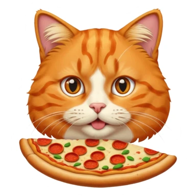orange cat eating pizza  sticker
