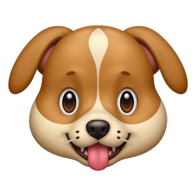 the dog sits at full height with a frightened face sticker