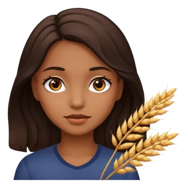 A girl with dark brown eyes and slightly wavy tips with dark brown hair flesh-colored wheat face sticker