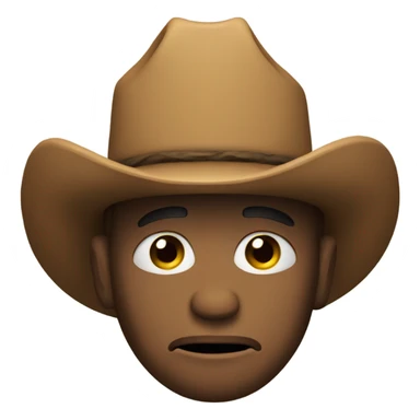 Sad face emoji with cowboy hat sticker