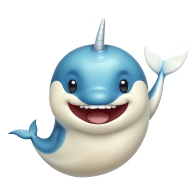 Cinematic Comical Narwhal Portrait Emoji, Head tilted dramatically with an exaggeratedly amused expression, featuring a sleek, elegantly streamlined body with a prominently spiraled ivory tusk and wide, comically expressive eyes full of playful disbelief, Simplified yet hilariously expressive features, highly detailed, glowing with a slightly sassy arctic glow, high shine, dramatic yet playful, stylized with an air of quirky marine mischief, soft glowing outline, capturing the essence of a meme-worthy narwhal that looks ready to side-eye its way into viral fame! sticker