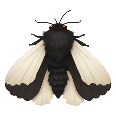 Black fluffy moth sticker