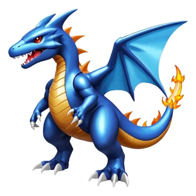 Shiny futuristic Cyber-Garchomp-Kyurem-Charizard-Latios-Lugia-Fakémon-hybrid-creature (full body)  sticker