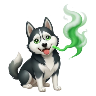 Black and white Husky dog farting green smoke sticker