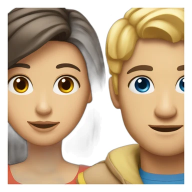 lightskinned blonde man with blue eyes and brunette woman with hazel eyes sticker