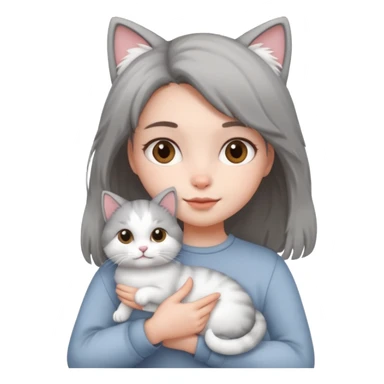 A cute girl holding a cat sticker