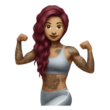 Beautiful tattooed  burgundy long haired woman doing Pilates sticker
