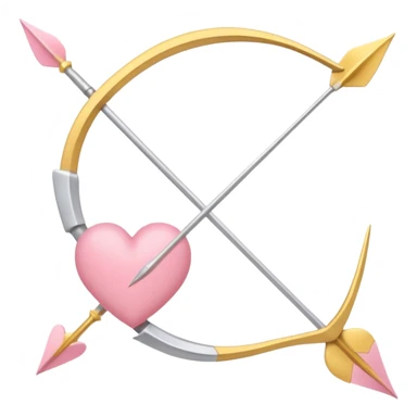 Cupid's bow and arrow with a heart tip in soft pink, beige and yellow pastel light sticker