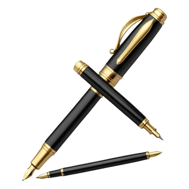 3D perspective academic premium golden luxury black Fountain Pe sticker