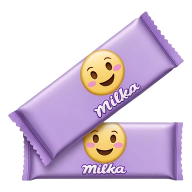 emoji style flat illustration, pastel lilac Milka chocolate bar, beige pink yellow accent tones, light grain, no background, pinterest sticker aesthetic sticker