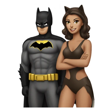Tan Batman and tan catwoman  sticker