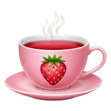 Pink tea cup with strawberry tea in it sticker