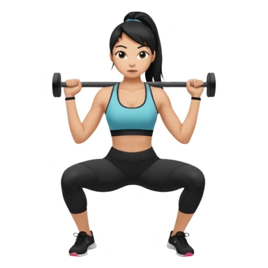 Women with long black ponytail doing a squat sticker