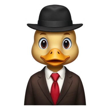 duck wearing a black red tall hat and tie  sticker