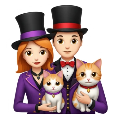 magician couple and their pet cat sticker