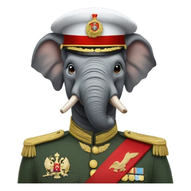 Elephant head in Russian military uniform sticker