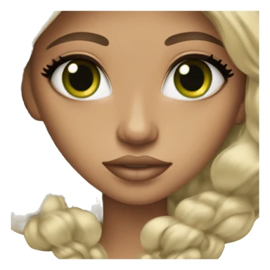 glamorous baddie long brunette hair with green eyes beige skin sticker