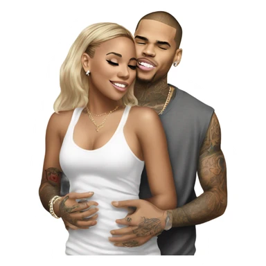 Hyper Realistic Chris Brown  Karruche Tran romantic photo  sticker