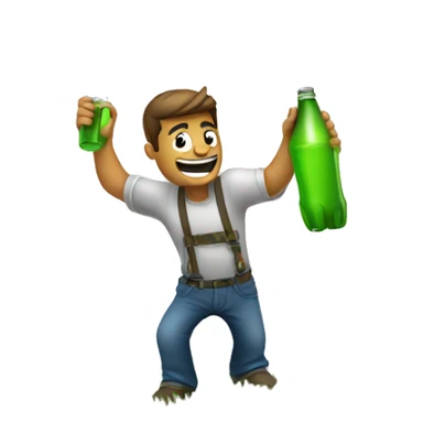guy Spraying a lawn And drinking a beer  sticker