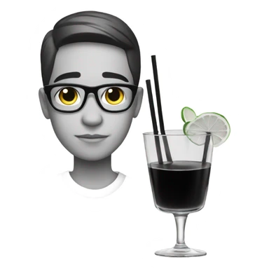 monochrome portrait of a boy with a cocktail sticker