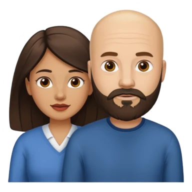 Man beard bald white woman medium hair brown latina sticker