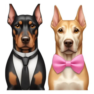 one-doberman-with-a-pink-bow-tie,-next-to-an-albino-and-a-light-brown-ones sticker