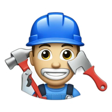 create a handyman with a logo of a WHITE M in a blue wallpaper sticker