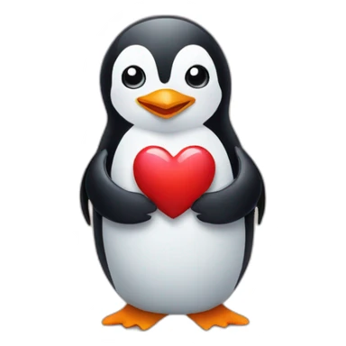 penguin holding a heart sticker