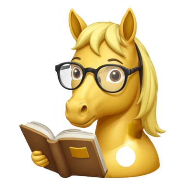 yellow horse read book with glasses sticker