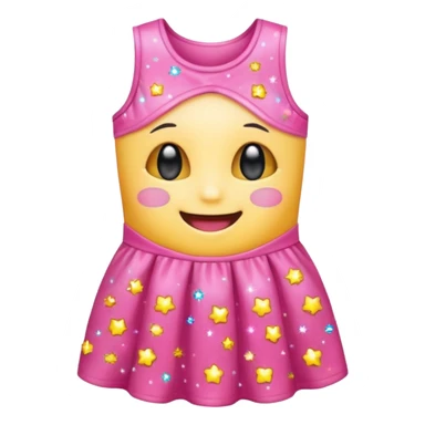 cute kawaii dress with happy smiling face and sparkles emoji style sticker