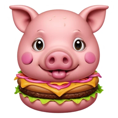 a pig eating a hamburger sticker