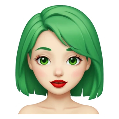 girl with green hair and red lipstick, winking sticker