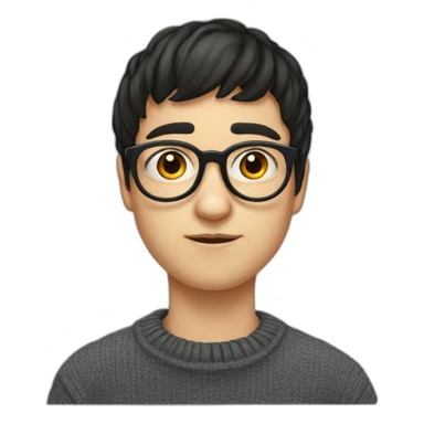 Russian boy in glasses with short black bangs back with glasses and a stupid look in a kappa sweater sticker