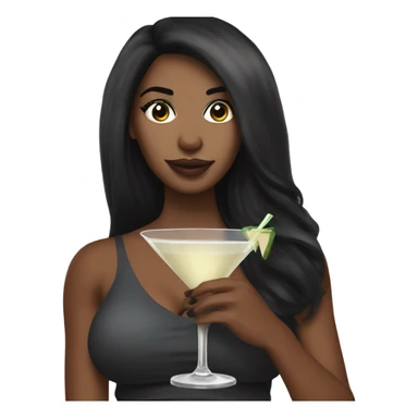 black haired woman holding a pornstar martini sticker