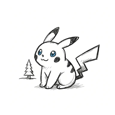 Make Pikachu with blue eyes, sketchy lines, hand drawn doodle style. Keep the hand drawn doodle style but change the eye color to blue. sticker