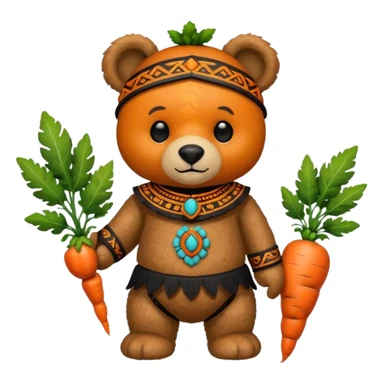 teddy bear Upper, wearing black mayan ancient custome, with carrot half body sticker