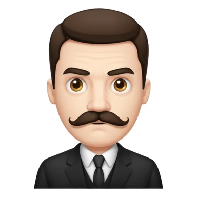 suspicious man uin a suit with a mustache, looking mad sticker