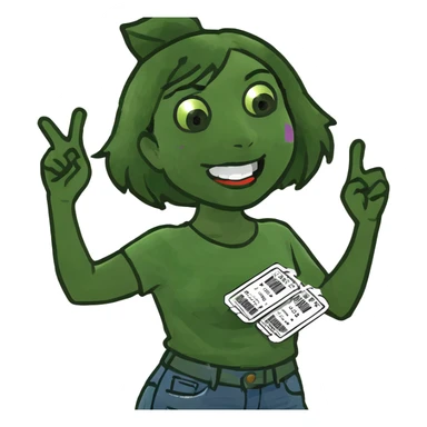 Black girl excited, holding concert tickets  sticker