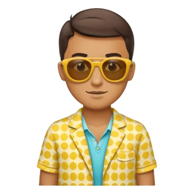 fotographer with yellow patterned summer clothes and sun glasses sticker