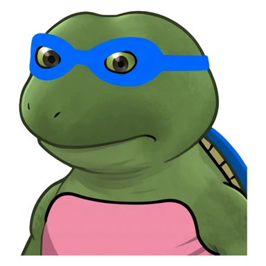 ninja turtle wearing blue eye mask with SPAM sticker