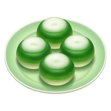 four green spherical warabi mochi on the plate sticker