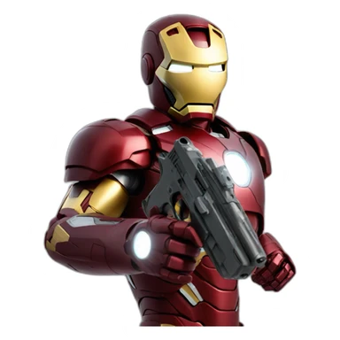 Iron Man holding a gun sticker