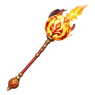 Clash of Clans aesthetic: Cinematic fireball Magic Staff Emoji, rendered in a 3D vector-style similar to standard emojis with minimal shading and bold, simplified shapes. A compact, isometric enchanted staff with intricate runic carvings and a glowing orb at its tip, softly glowing with a mystical arcane charm. Simplified yet unmistakably iconic, highly detailed and consistent, glowing with a soft radiant glow and high shine. Stylized with a touch of legendary sorcery and a soft glowing outline, capturing the essence of a powerful magic staff with a friendly, playful vibe! sticker