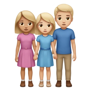 Apple iOS emoji style.
A couple holding hands, boy and girl.
The girl shows a slightly uneasy, hiding expression.
A second boy appears faintly behind her, slightly blurred or partially cropped, implying secrecy.
Clean emoji proportions, soft highlights, neutral background removed.
 sticker